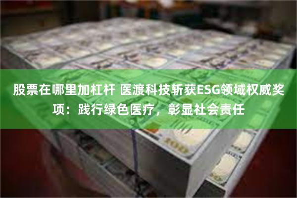 股票在哪里加杠杆 医渡科技斩获ESG领域权威奖项：践行绿色医疗，彰显社会责任