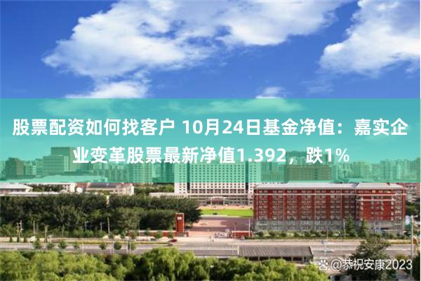 股票配资如何找客户 10月24日基金净值：嘉实企业变革股票最新净值1.392，跌1%